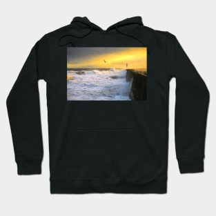 Tynemouth Pier storm in the style of Cezanne Hoodie